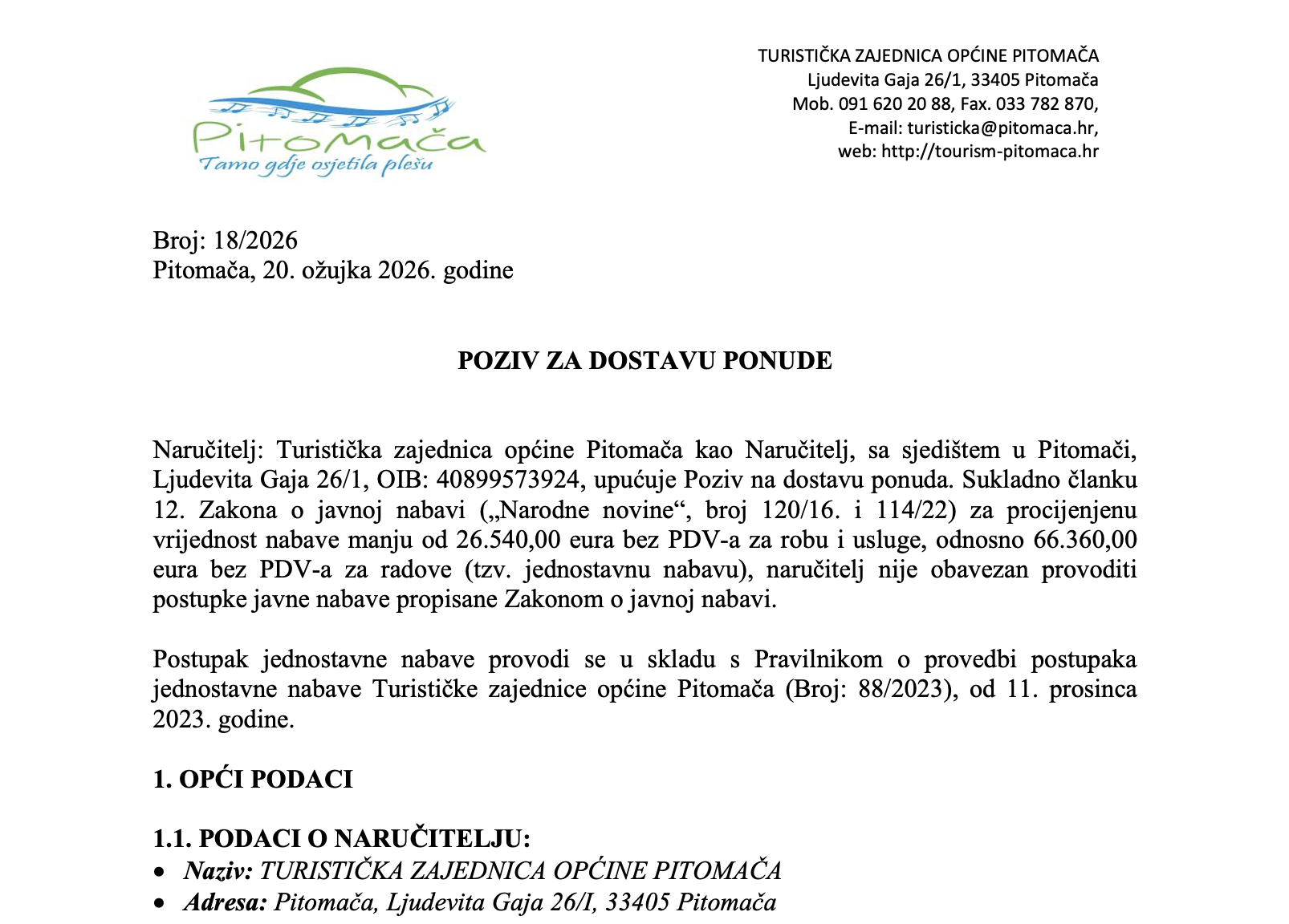 PONIŠTENO – Poziv na dostavu ponude